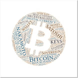 Bitcoin Wordcloud for Lighter Backgrounds Posters and Art